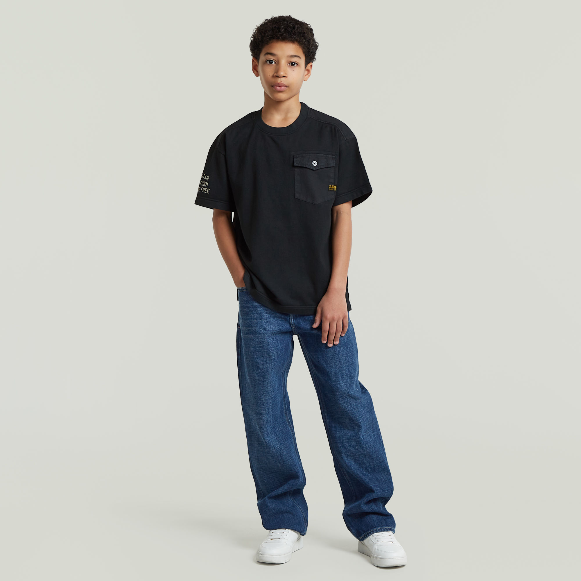 Thumbnail - Boys Army Tee Pocket - Dunkelblau - jungen