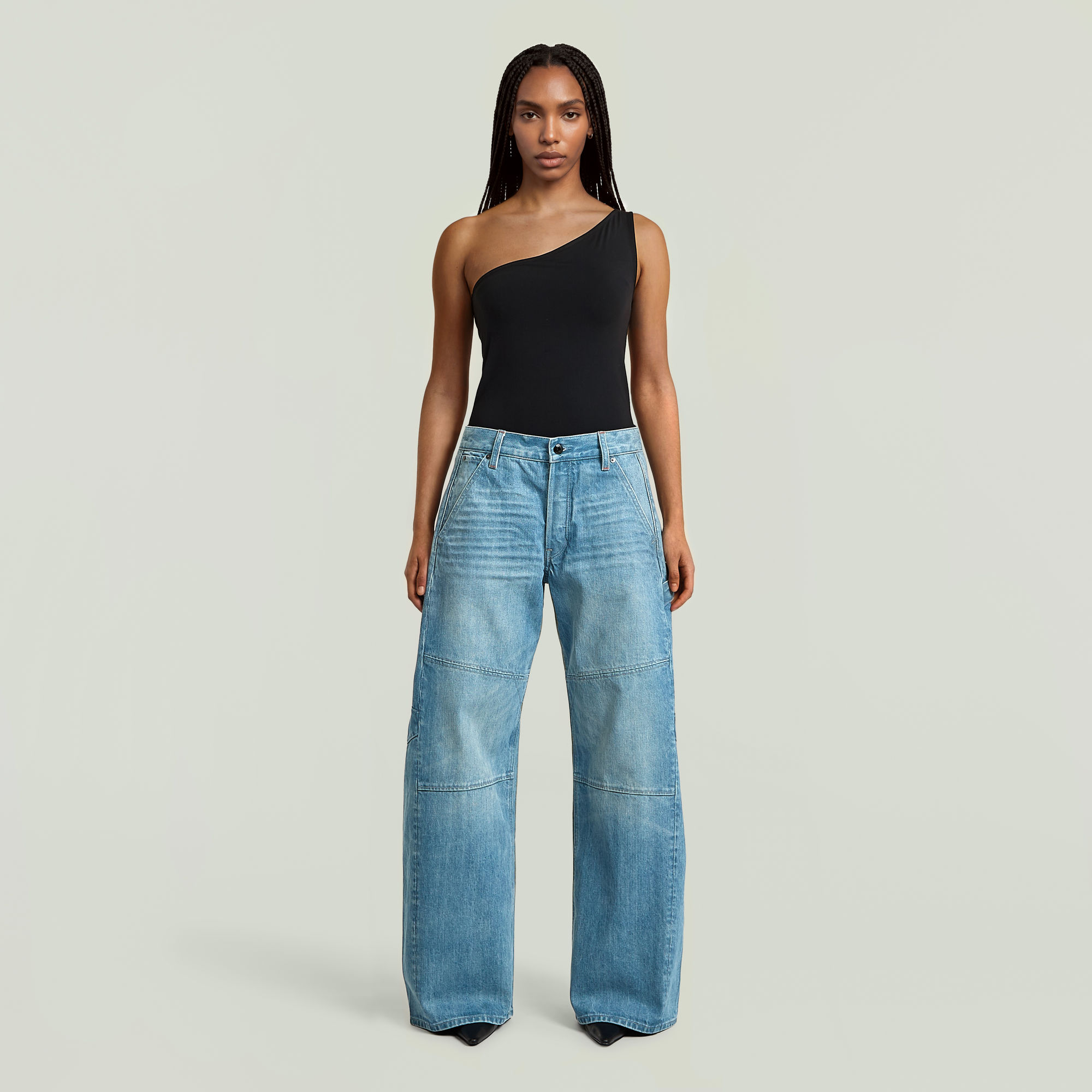 Thumbnail - Bowey Extreme Carpenter Loose Jeans - Mittelblau - Damen