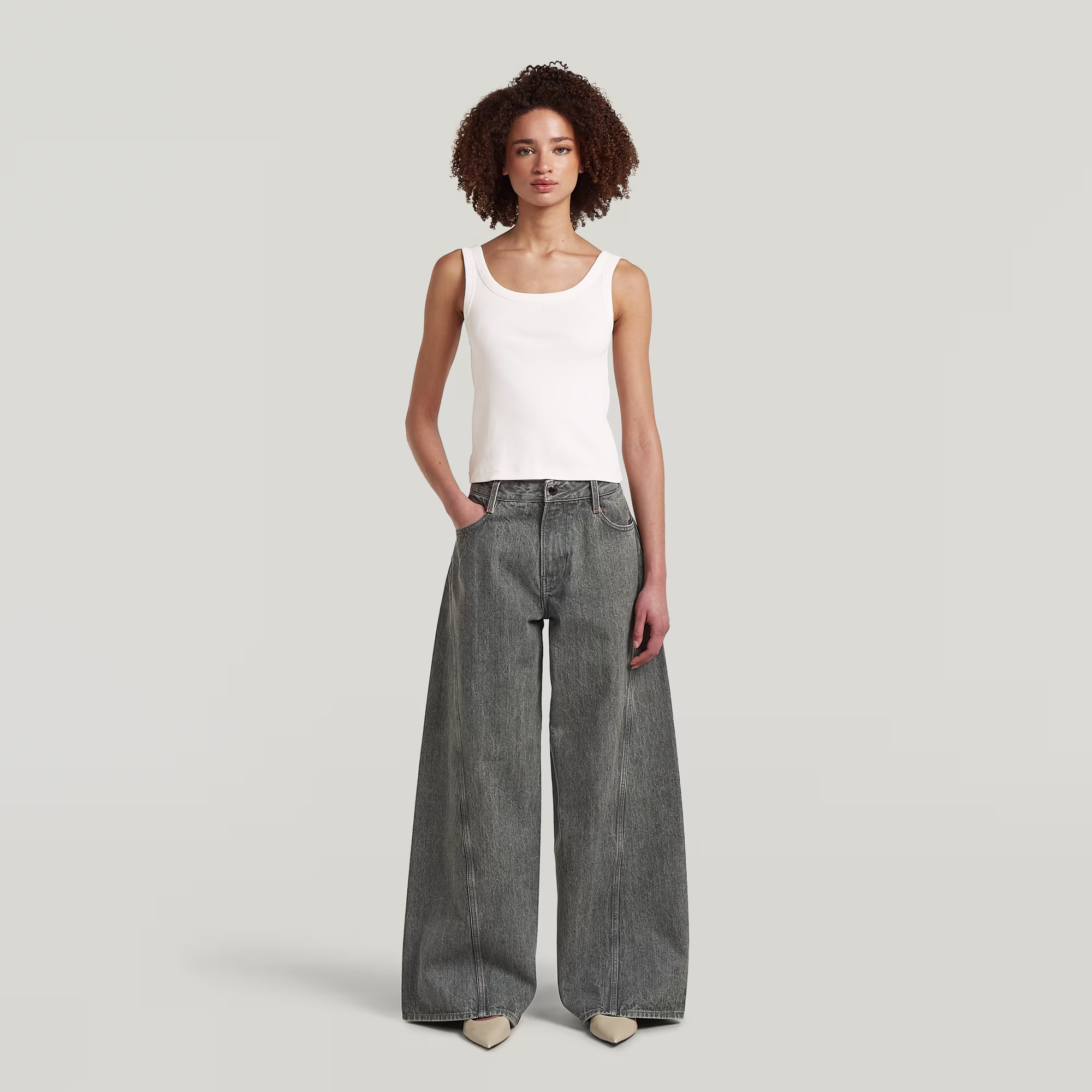 Thumbnail - Helyx Cinch Wide Jeans - Grün - Damen