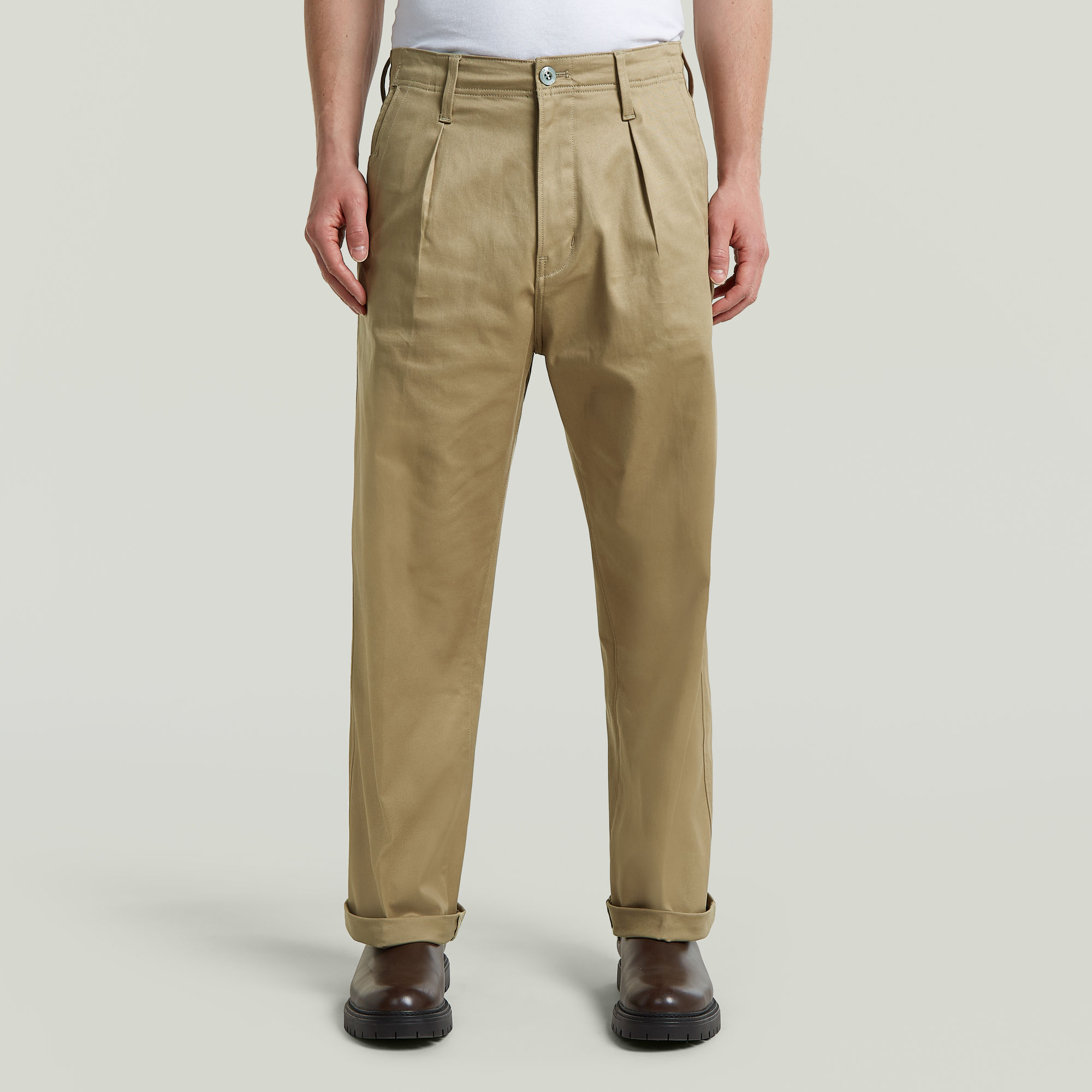 Pleated Chino Relaxed - Beige - Herren