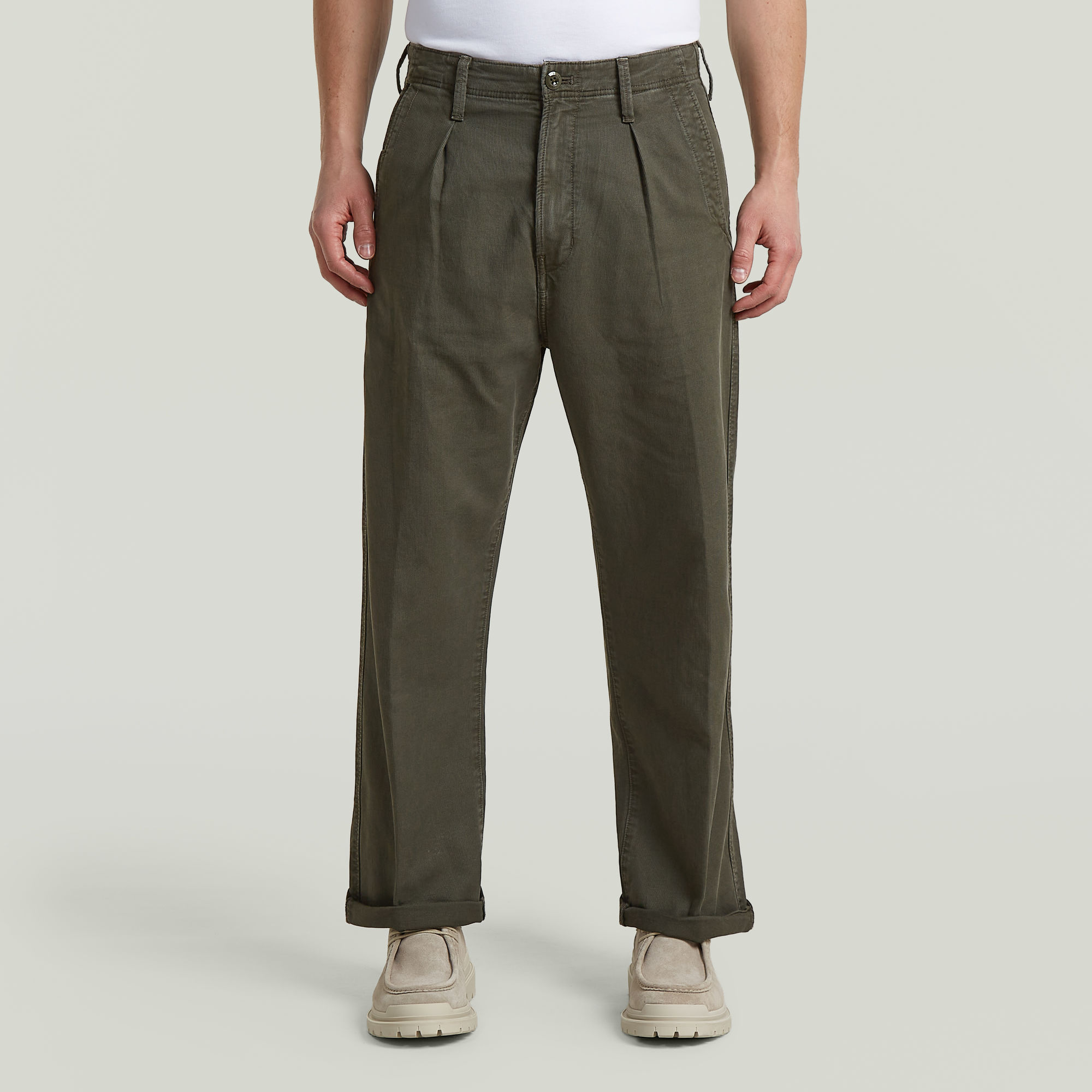 Thumbnail - Pleated Chino Relaxed - Grau - Herren