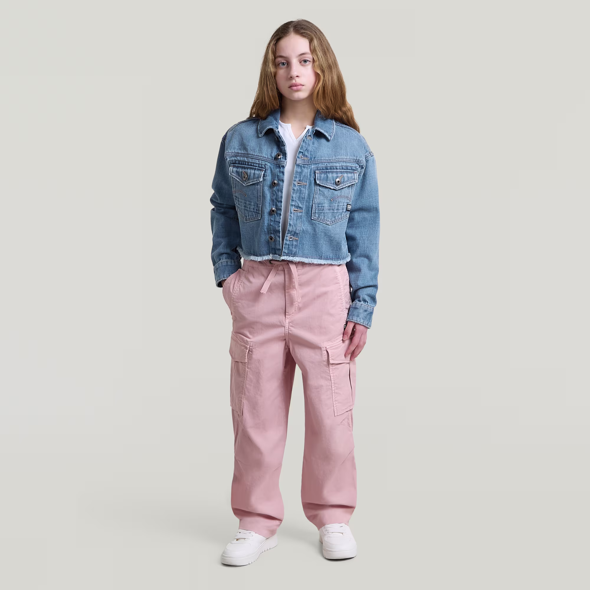 Thumbnail - Girls Cropped Denim Jacke - Hellblau - mädchen