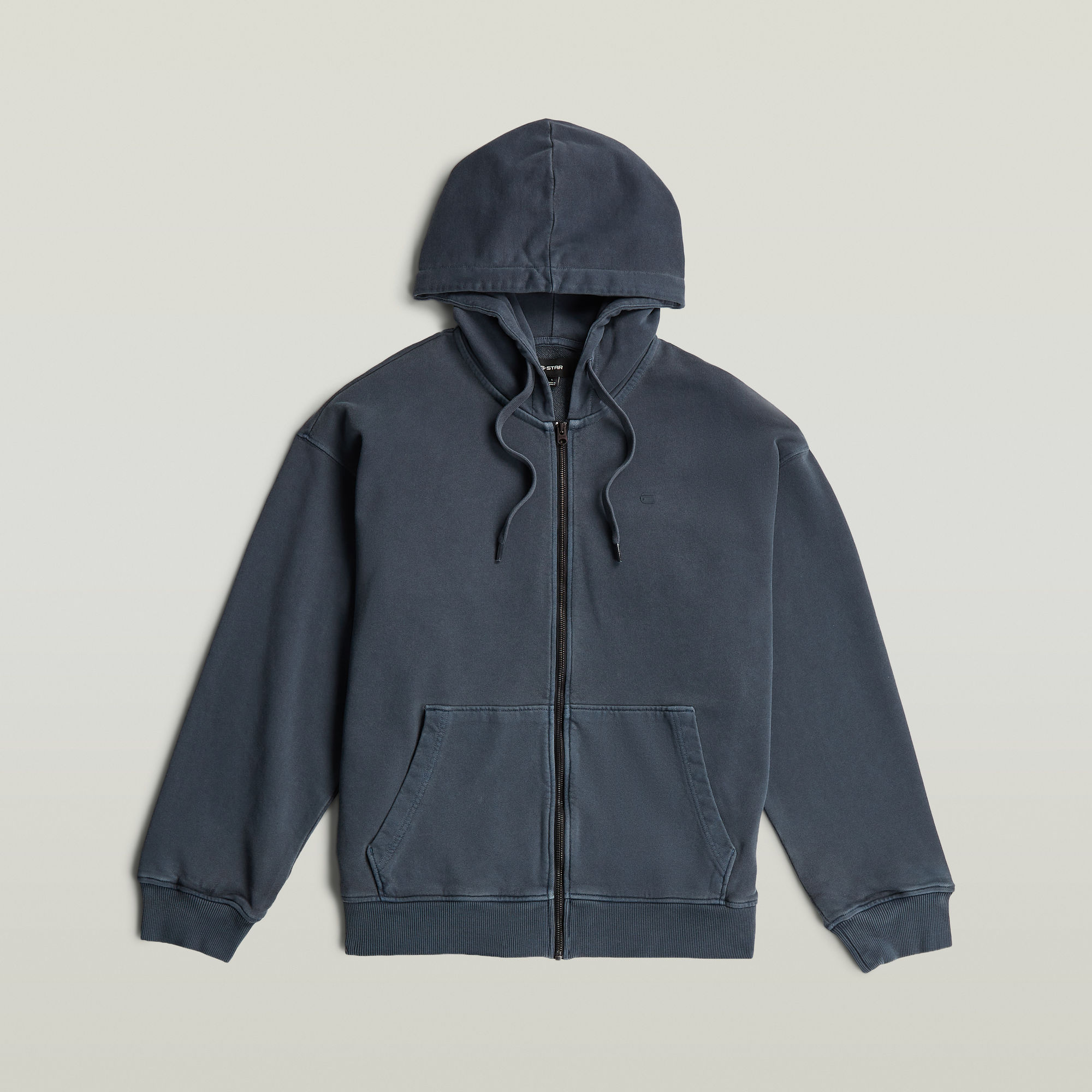 Washed Hoodie Zip Sweatshirt - Dunkelblau - Herren