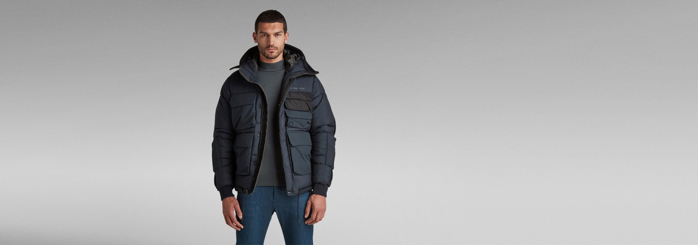 Field Hooded Puffer Jacket | Dark blue | G-STAR® US