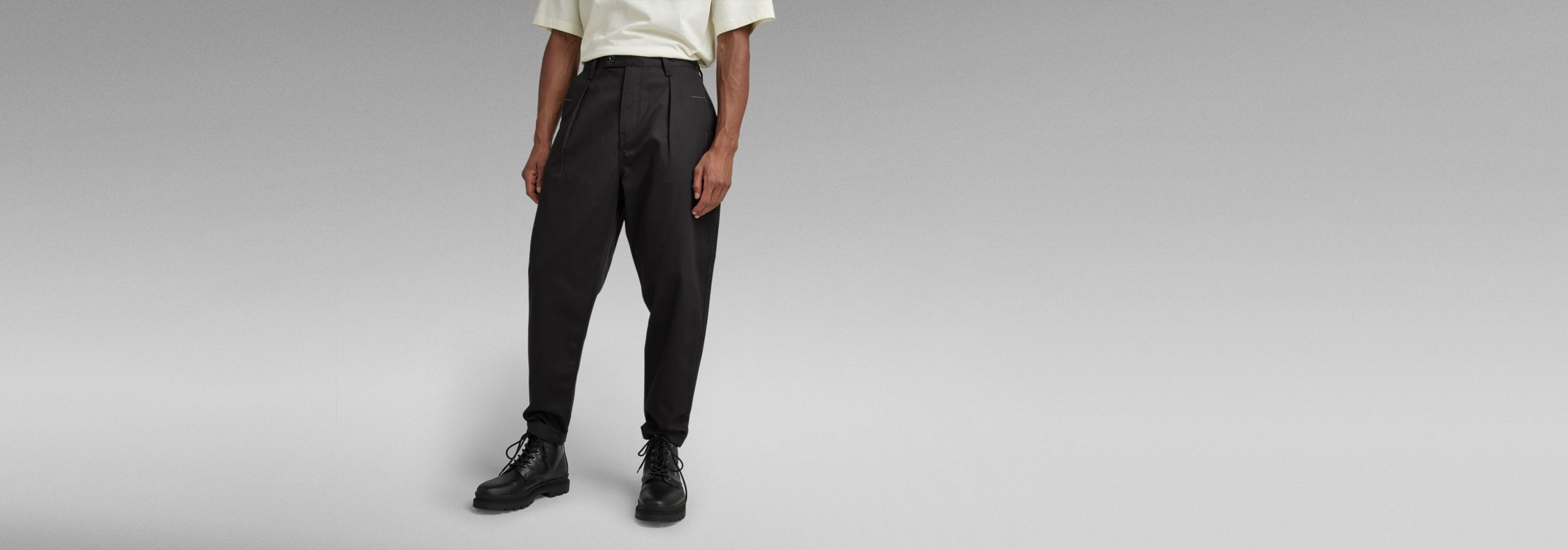 Pleated Relaxed Chino | Black | G-STAR® US