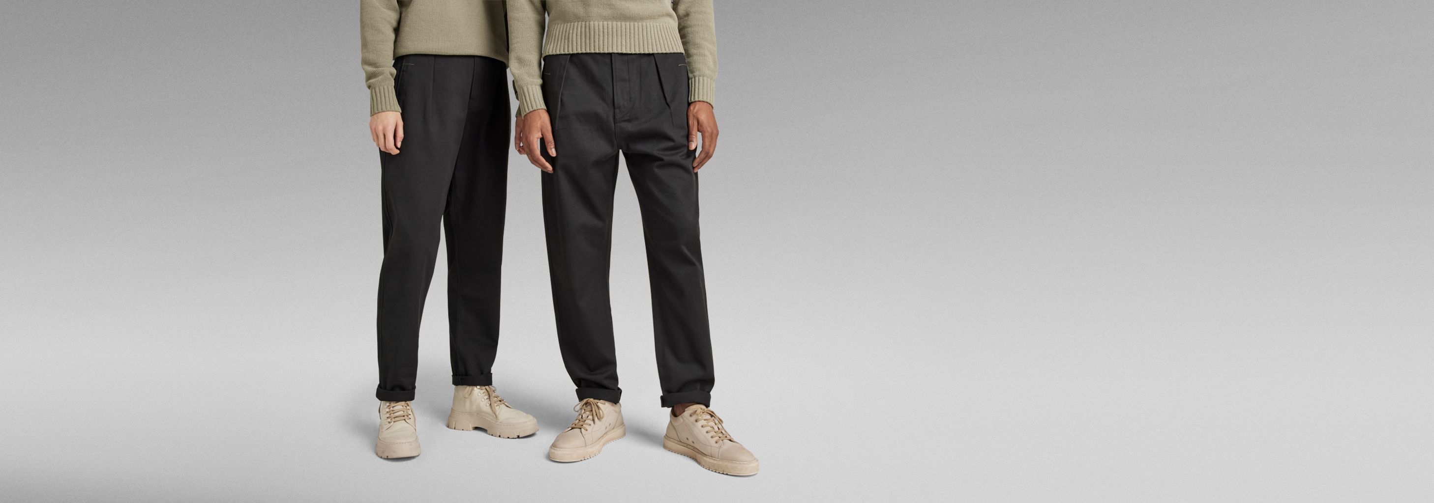 Unisex Pleated Relaxed Chino | Black | G-STAR® US