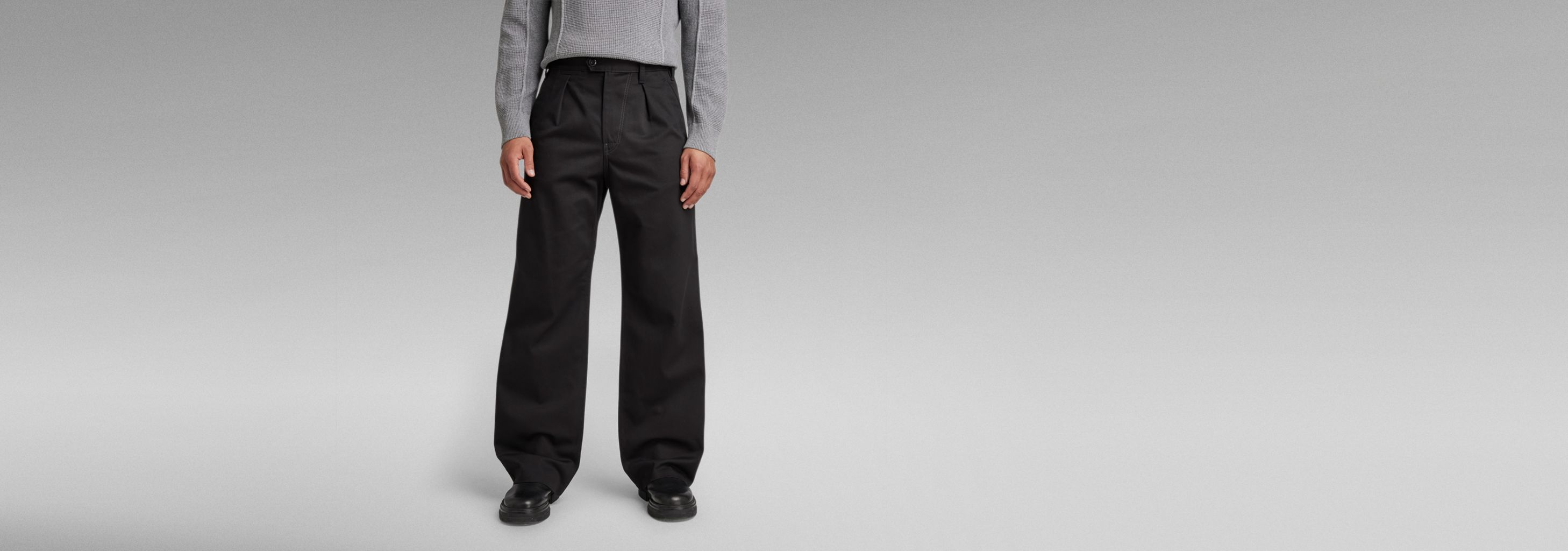 moon　　wide chino pants black M Wide Fit Chino Trouser | boohoo