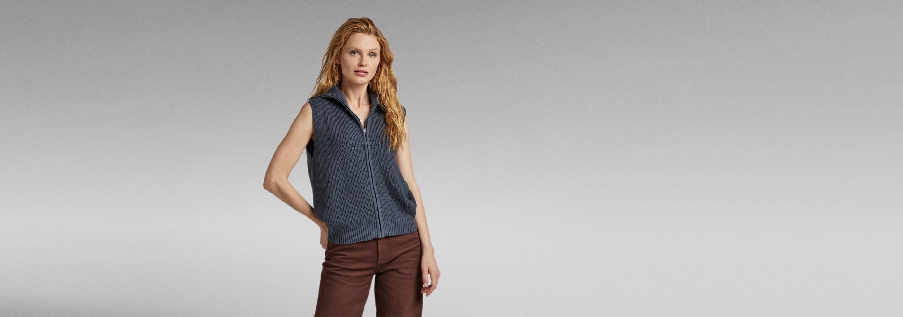 トップス state of mind sheer knit vest Matthew Bruch Women's Quarter Zip Striped Knit Vest