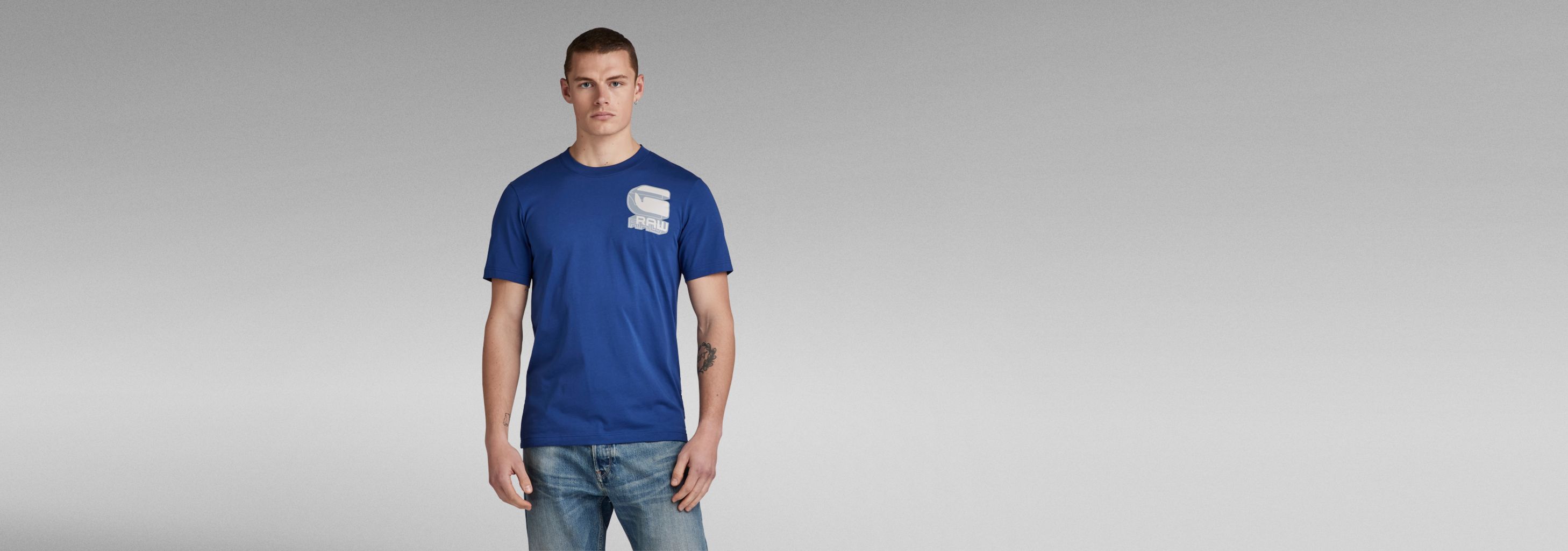 Shadow Graphic Slim T-Shirt | Medium blue | G-STAR® CA