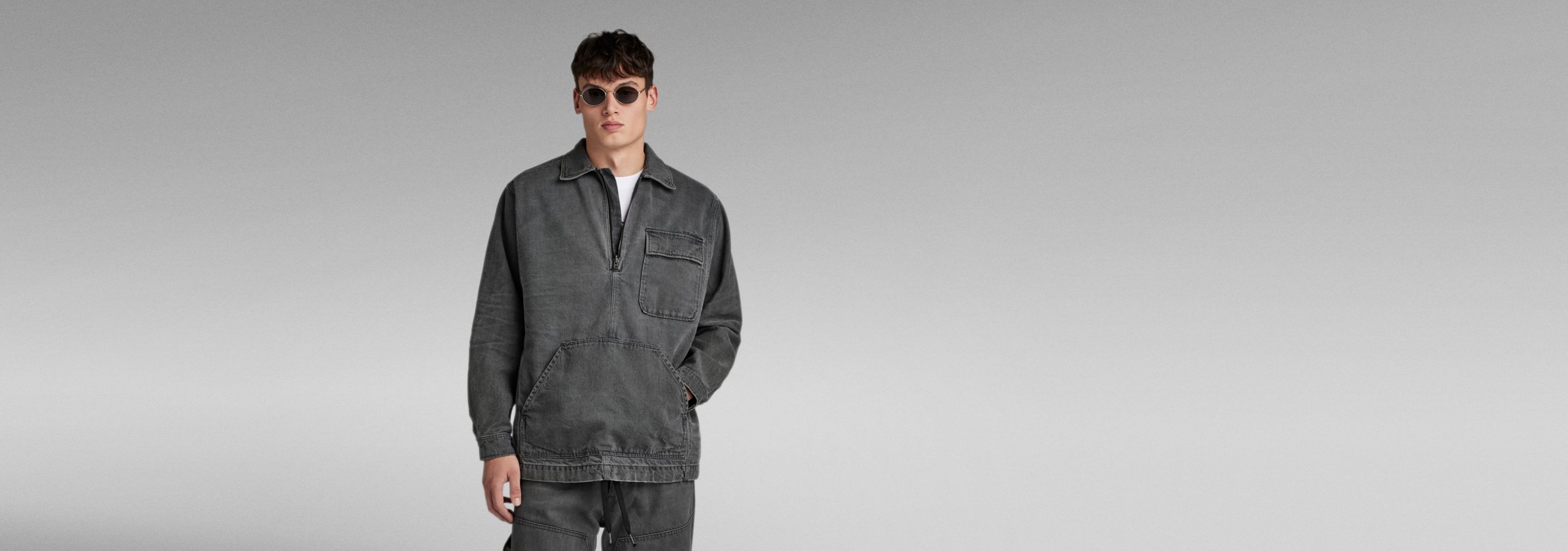 ジースターロウ　E SHANORAK DENIM Premium Shanorak Denim Zip | Grey | G-STAR® US