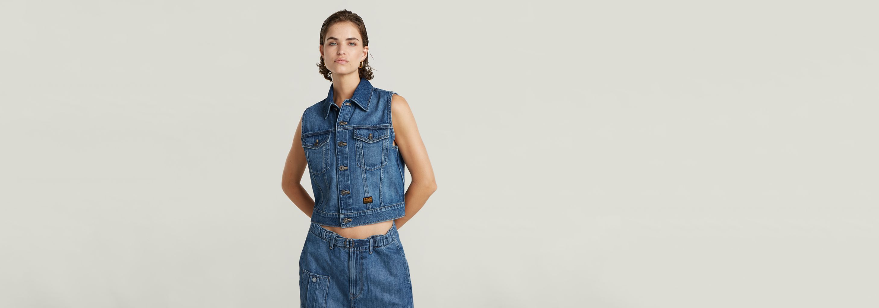 Shrunken Denim Vest | Medium blue | G-STAR® US