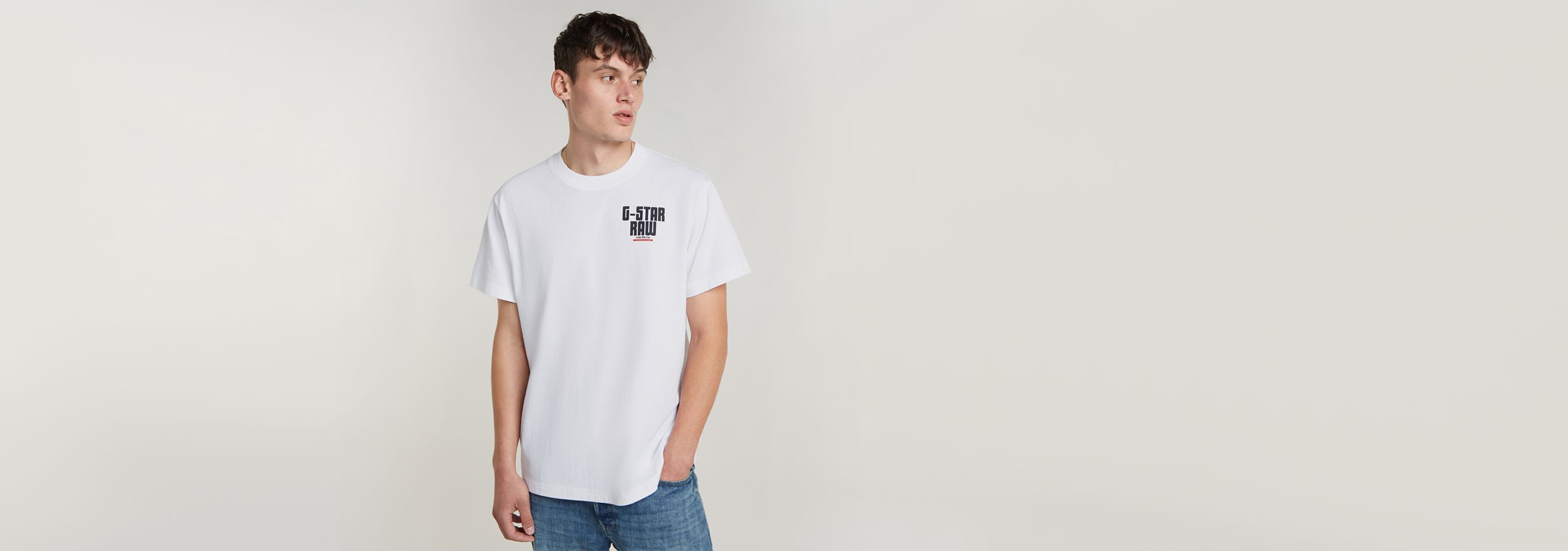 送料込★G-Star★Engine Back Gr Loose Tシャツ G-Star RAW ENGINE BACK GR LOOSE R T / Men's -WHITE – Moesports
