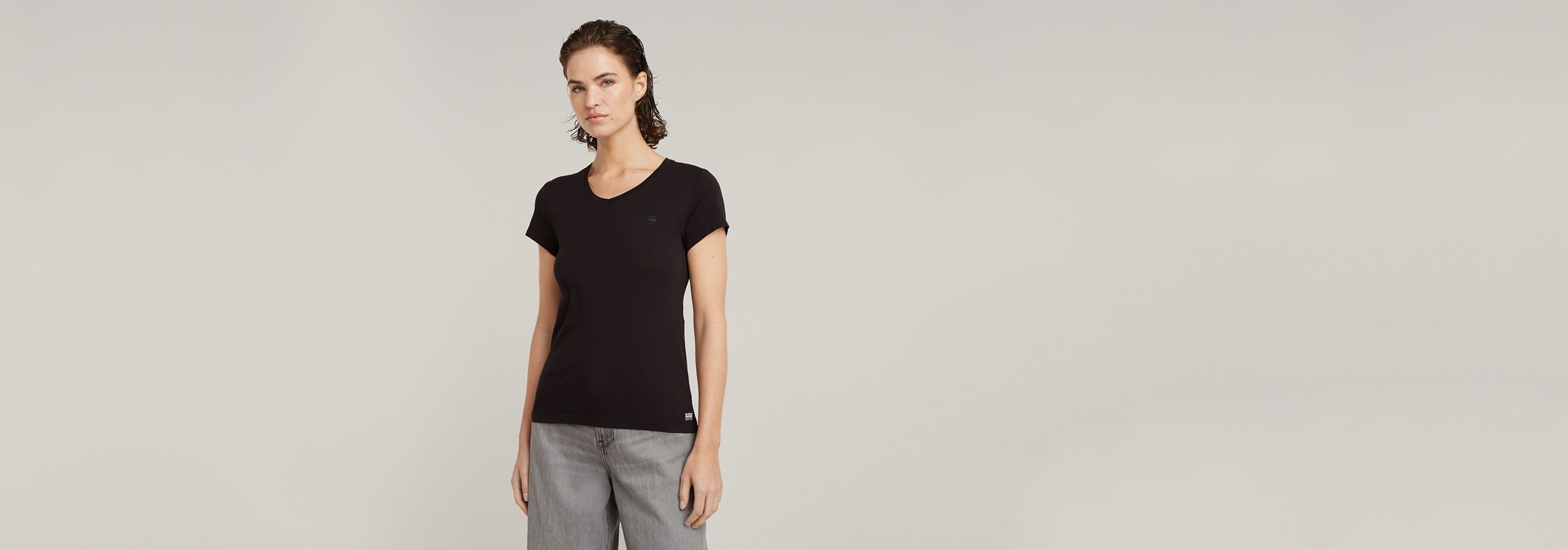 Eyben Slim V-Neck Top 2.0 | Black | G-STAR® PL