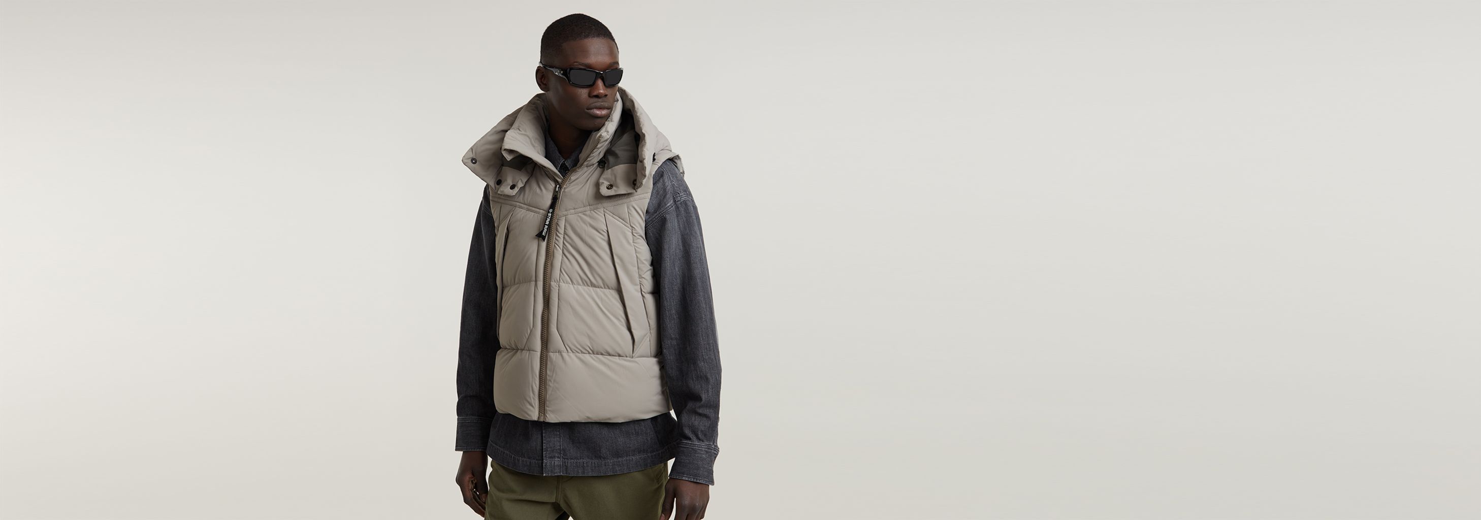 G-Whistler Padded Hooded Vest 2.0 | Beige | G-STAR® US