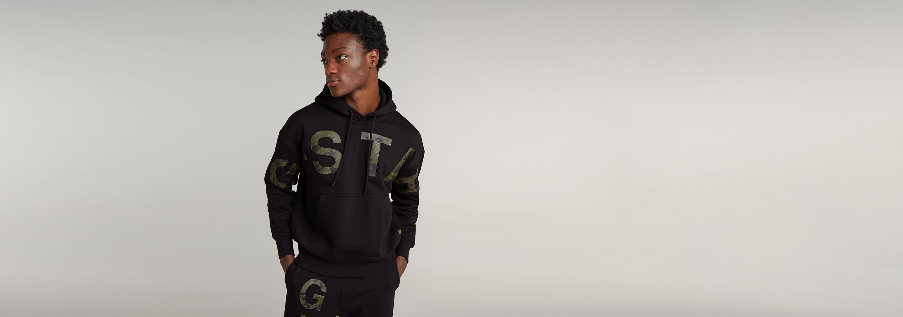 Embro Print Loose Hooded Sweater | Black | G-STAR® US