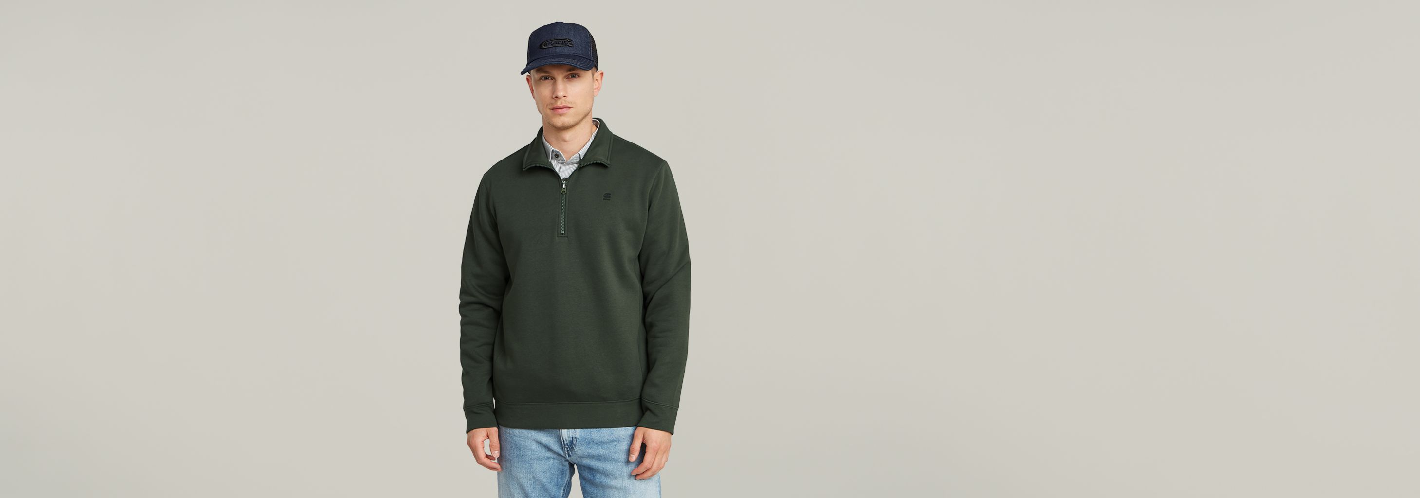 G-STAR ジースター PREMIUM CORE HALF ZIP SWEATER メンズ Multi Colored RAW. Sweater | Green | G-STAR® US