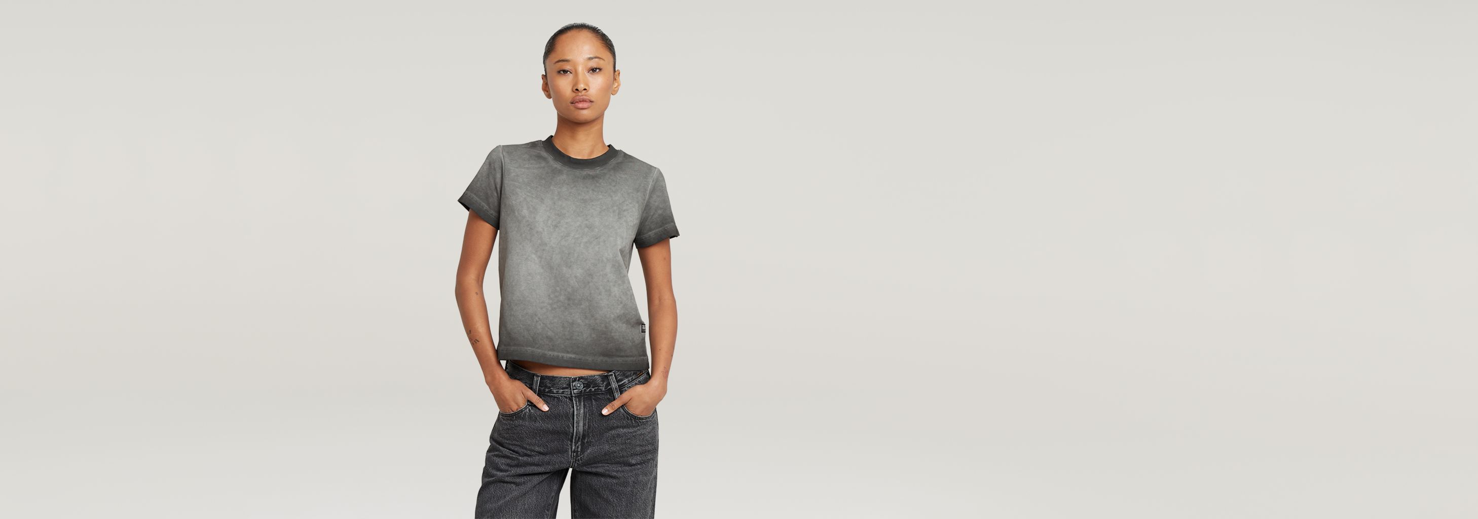 Overdyed Micro Boxy Top | Black | G-STAR® US