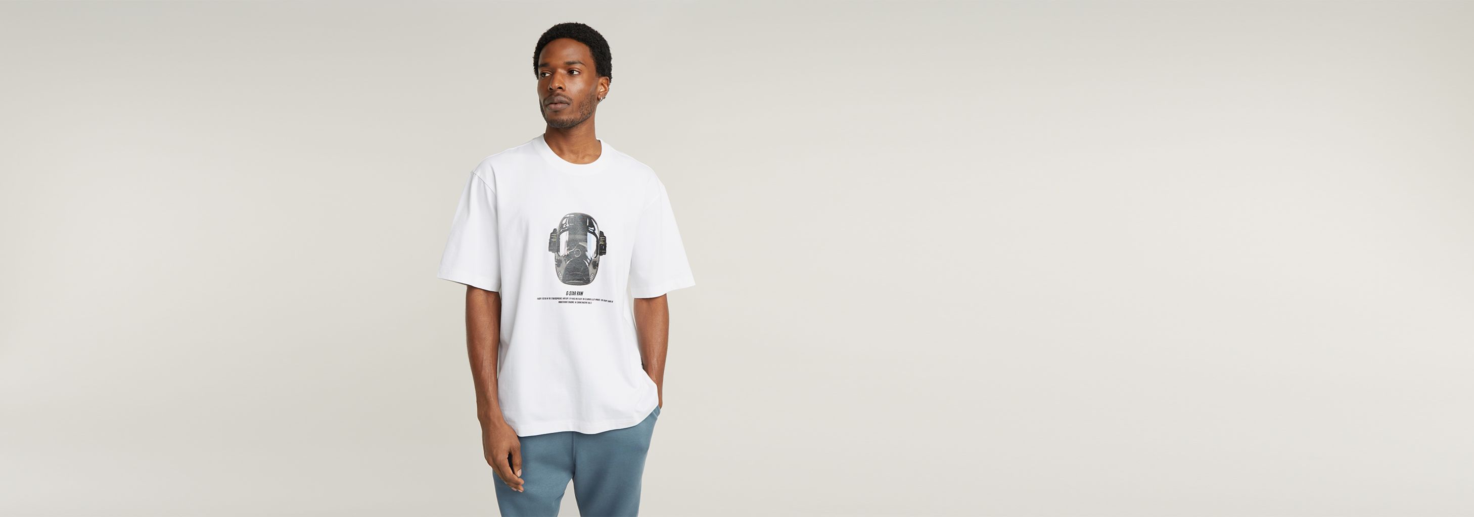 Mask Graphic Boxy T-Shirt | White | G-STAR® US