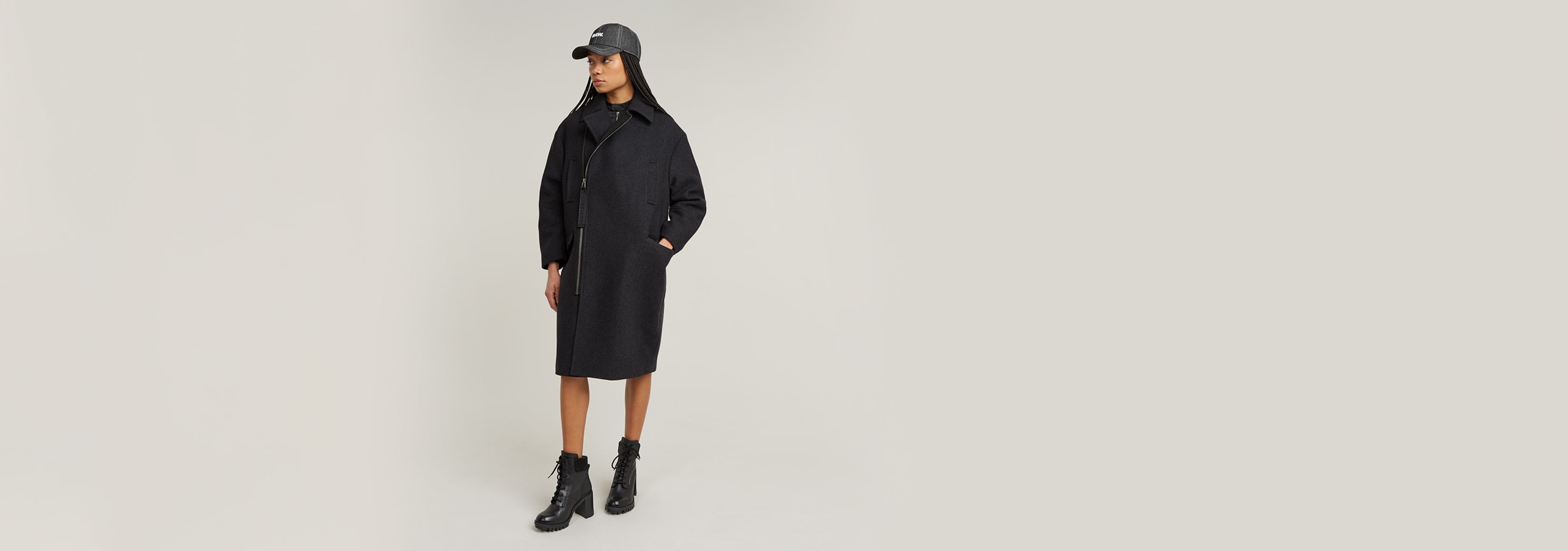 Oversized Zip Cocoon Coat | Grey | G-STAR® US