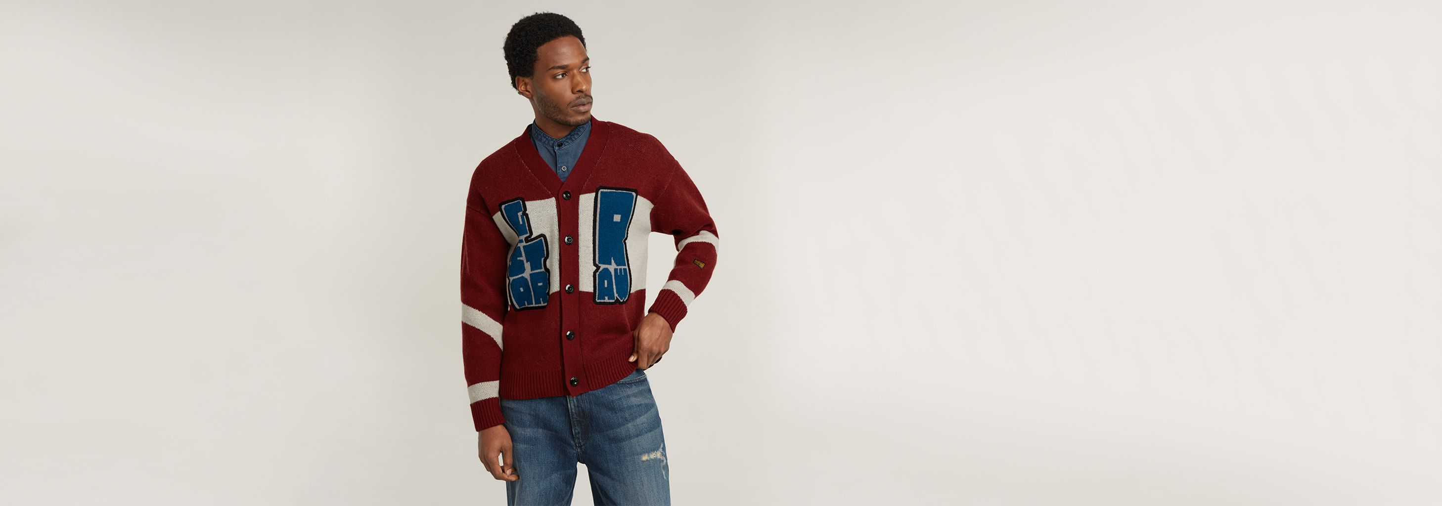 G-STAR RAW(ジースターロー) Holiday Loose Knitted Cardigan ルーズFIT ニットカーディガン color :RED(レッド) G-STAR RAW RAW(ジースターロー) Holiday Loose Knitted