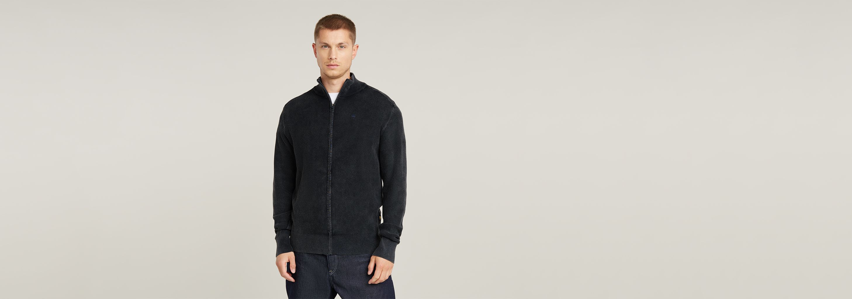Serrated Full Zip Knitted Cardigan | Dark blue | G-STAR® US