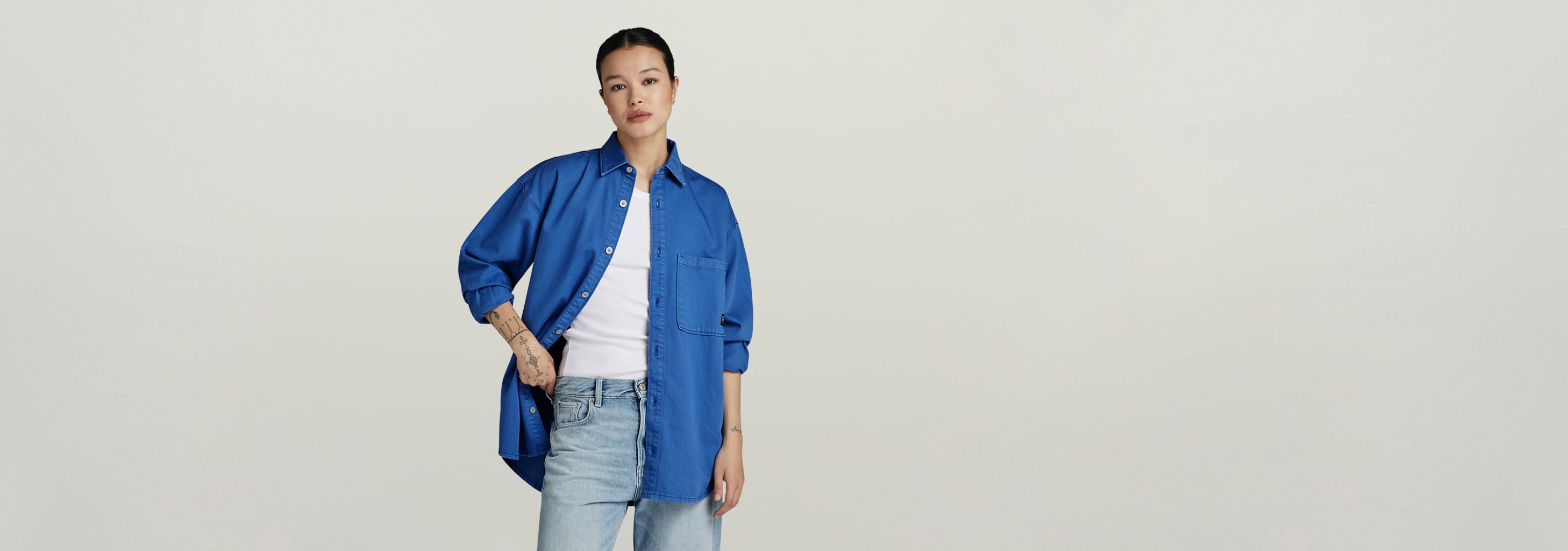 【G-Star】MOWER DENIM OVERSHIRT WMN G-Star Slim Denim Overshirt in Blue | Lyst
