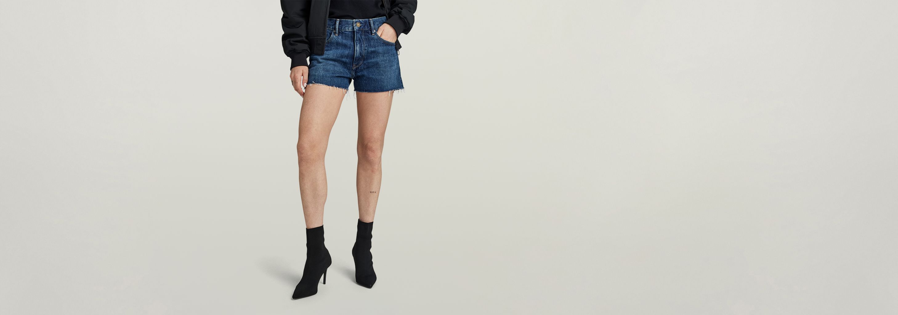 True Denim Shorts Raw Edge | Dunkelblau | G-STAR® DE