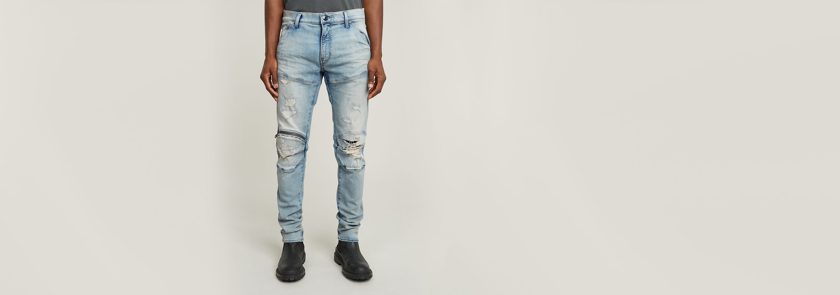 デニム・ジーパン GOLDEN  Lived-in effect jeans Light Blue 5620 3D Zip Knee Skinny Jeans | Light blue | G-STAR® US
