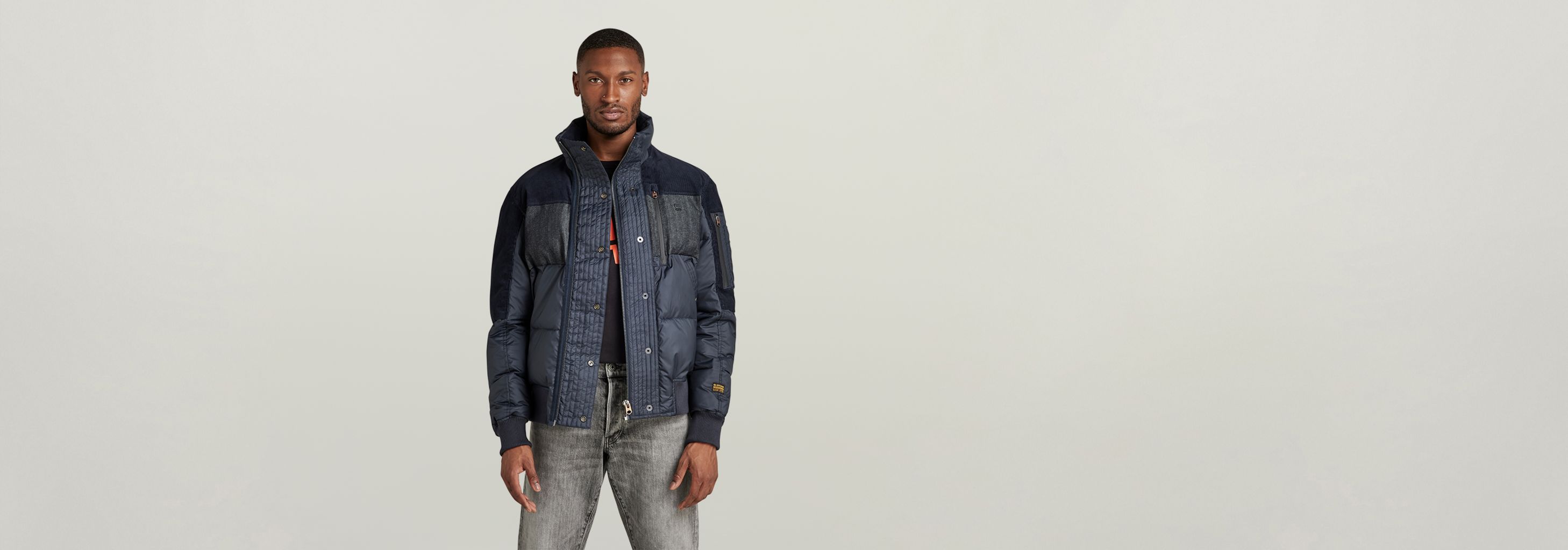 Denim Mix Quilted Puffer Jacket | Dark blue | G-STAR® US Denim Mix Quilted Puffer Jacket | Dark blue | G-STAR® US