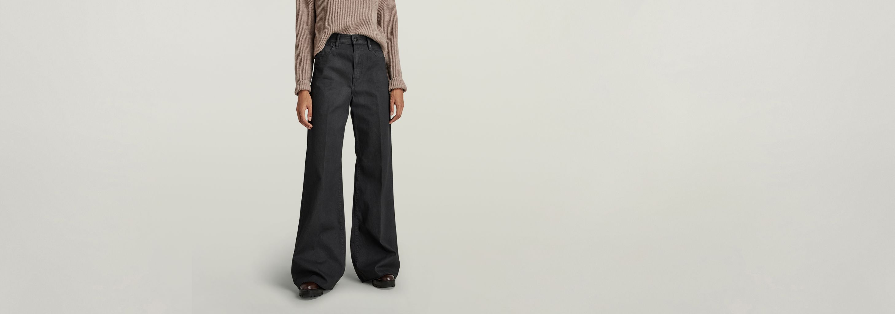 G-STAR Deck Ultra High Wide Leg Jeans, Pitch Black, 26W x