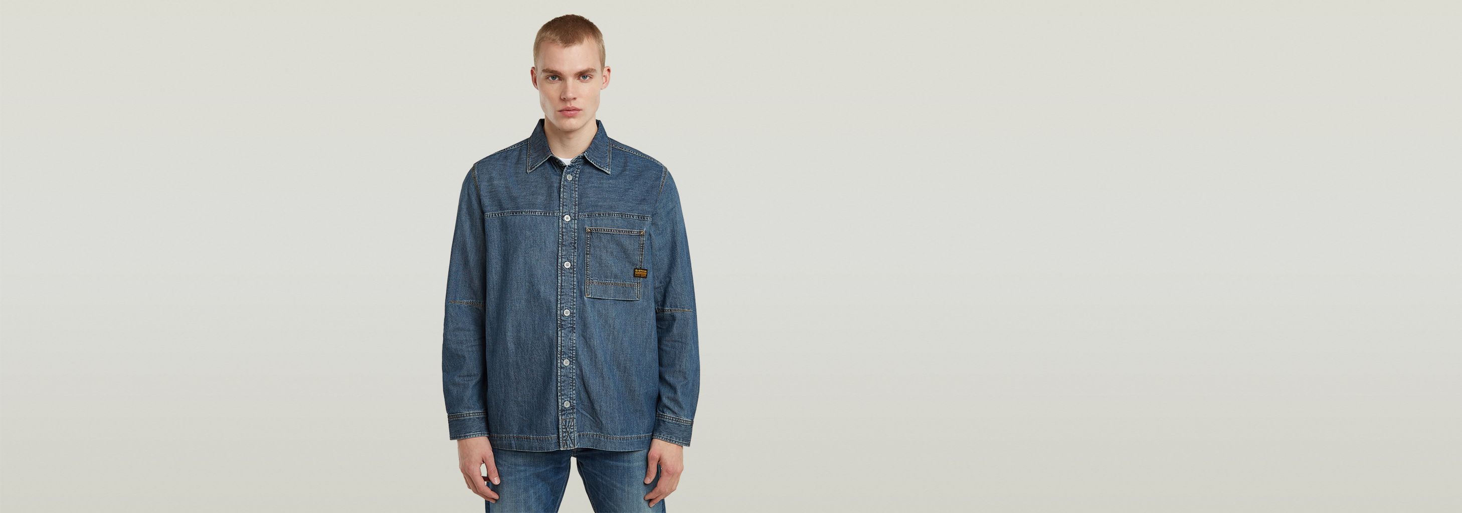 シャツ Perfect Box Fit Pocket Denim Shirt (3color) Perfect Box Fit Pocket Denim Shirt (3 colors) - 애즈클로