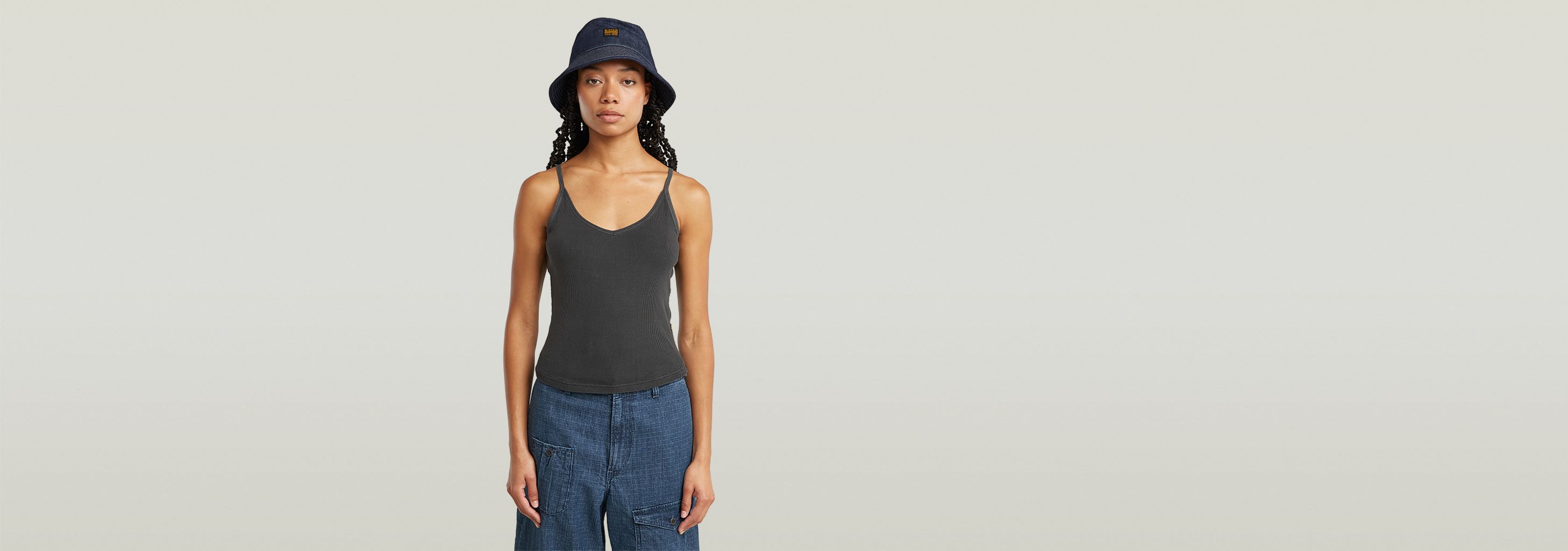 Spaghetti Strap Rib Top | Black | G-STAR® US