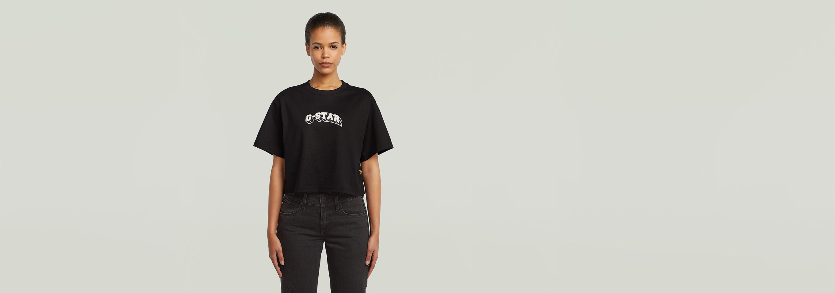 Felt Logo Boxy T-Shirt | Black | G-STAR® US