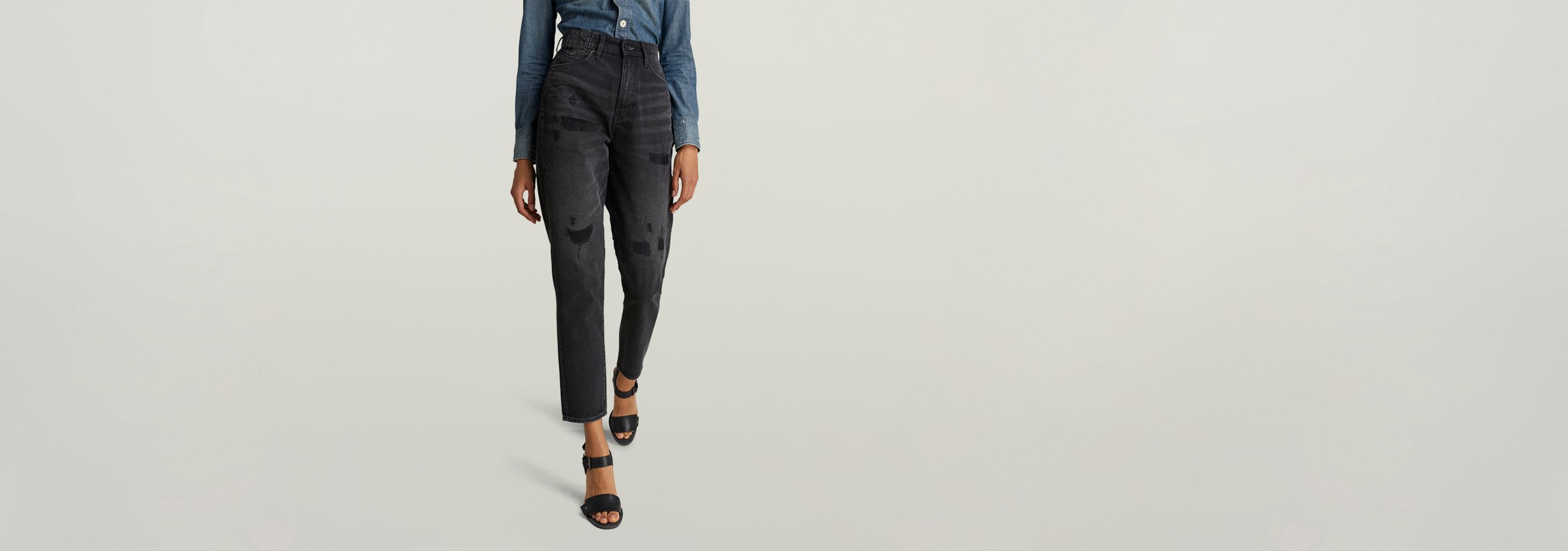Janeh Ultra High Mom Ankle Jeans | Black | G-STAR® US
