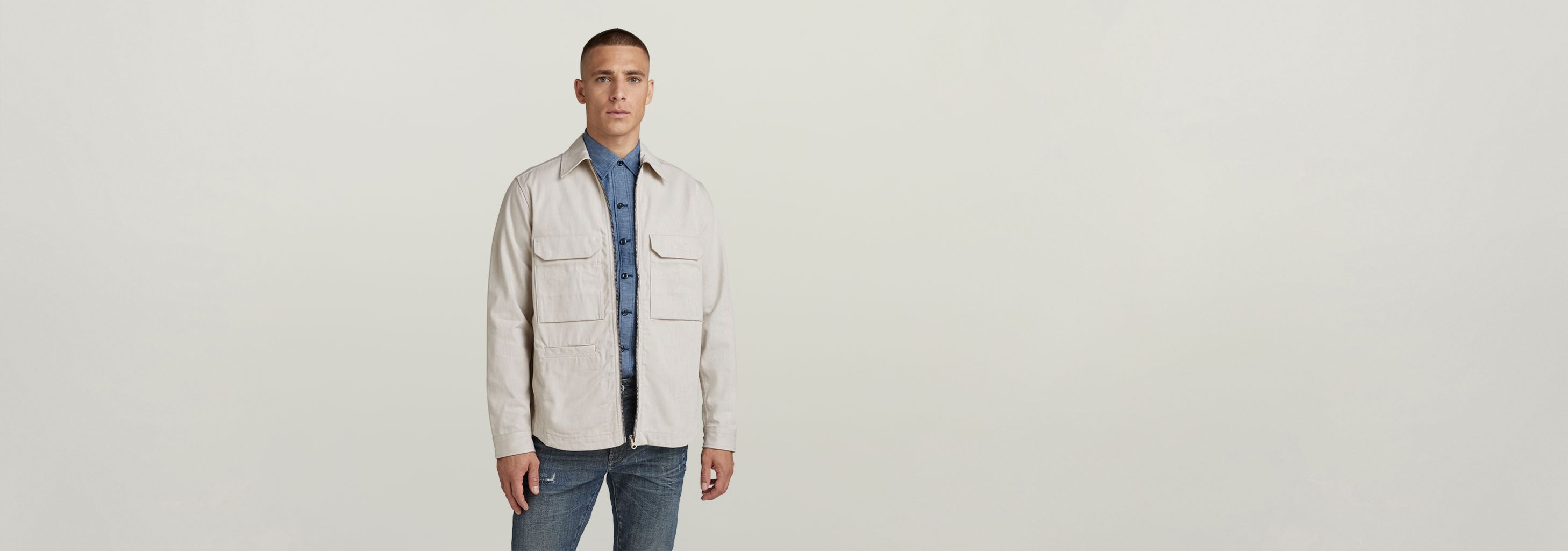 Zip Overshirt | Beige | G-STAR® US Zip Overshirt | Beige | G-STAR® US