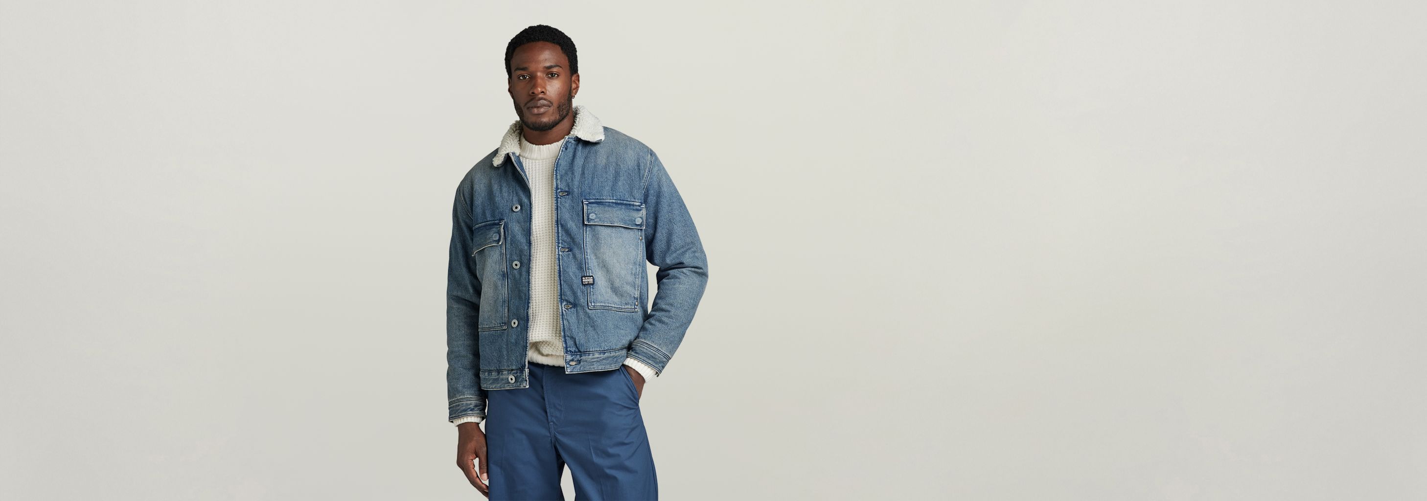Utility Flap Pocket Sherpa Jacket | Medium blue | G-STAR® US