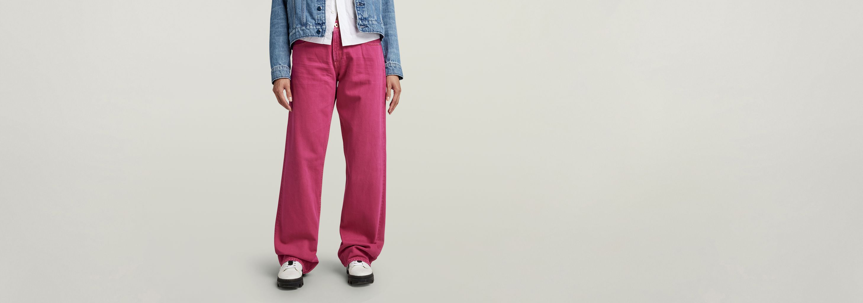 ★ POSZER★ Loose fit denim pants light gray 241LFDPT007 BOSS - Wide-leg jeans in grey denim with hem slits - Light Grey