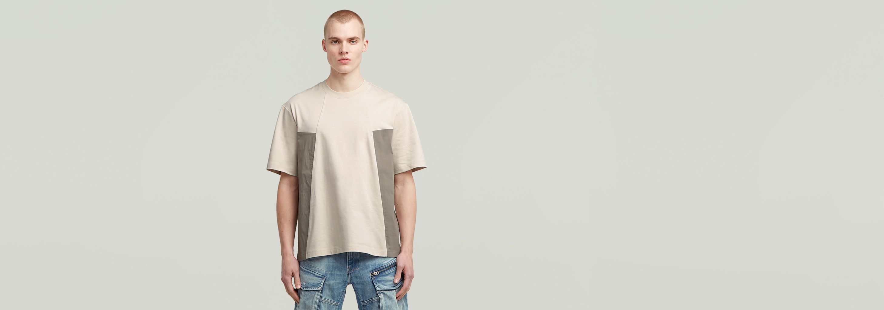 送料込★G-Star★Woven Mix Tシャツ A-Line Woven Mix Boxy T-Shirt | White | G-STAR® US