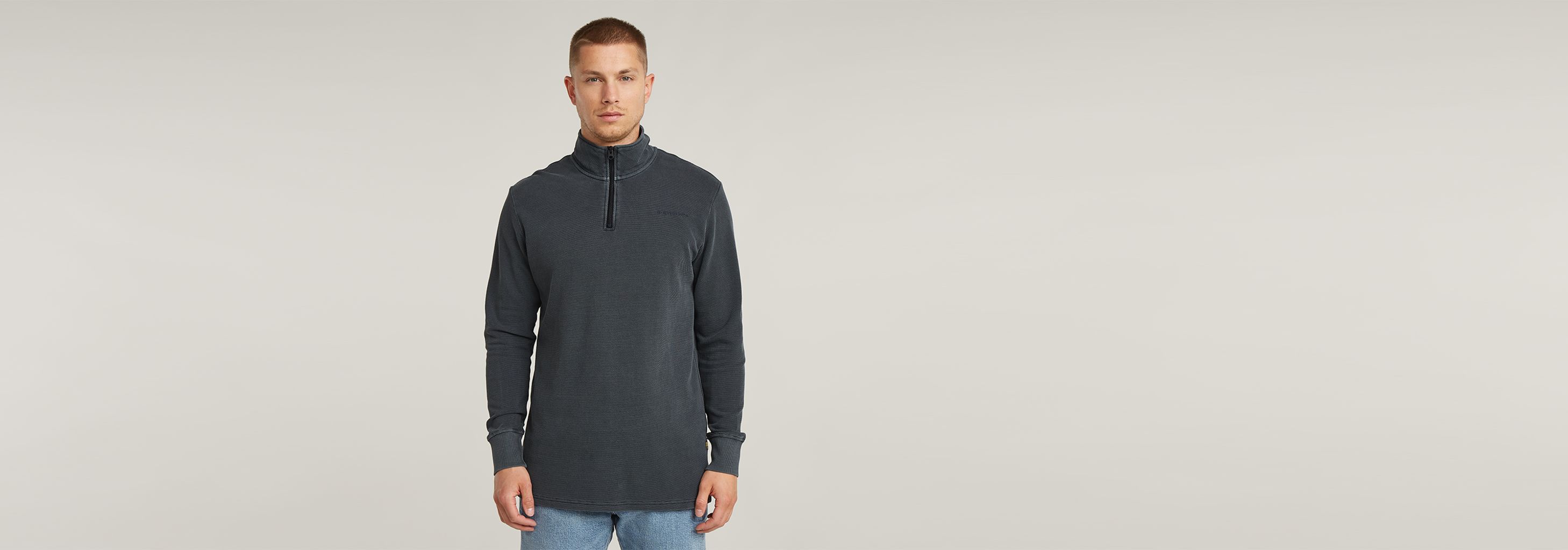 送料込★G-Star★Overdyed Half Zip Tシャツ Overdyed Half Zip Tweeter | Dark blue | G-STAR® DE