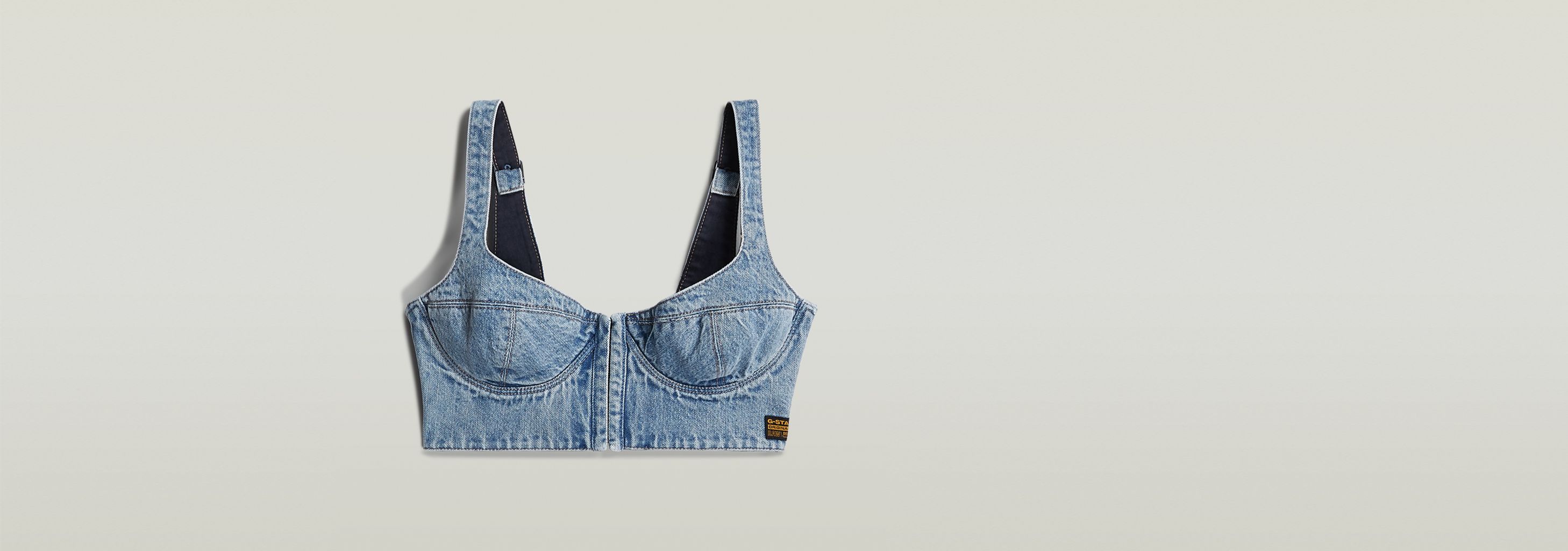 ★★ ★★ Here is the mid blue denim bralette J22 Denim bralette in blue - Agolde | Mytheresa