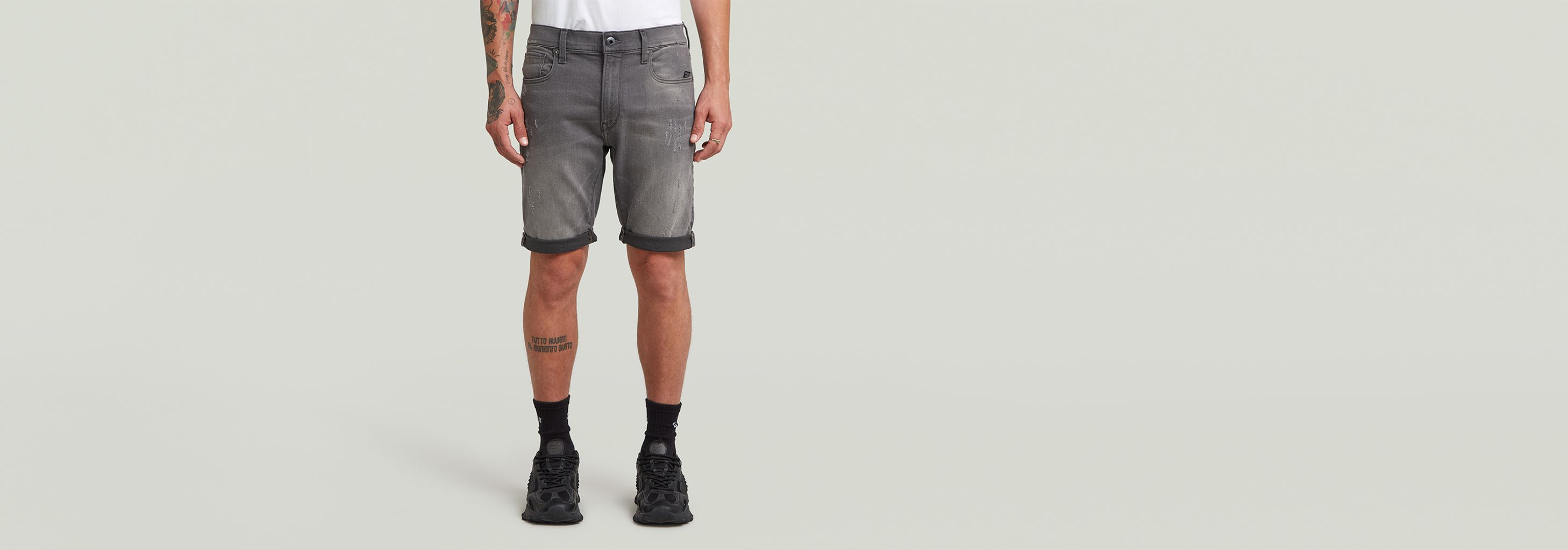 3301 Slim Denim Shorts | Grey | G-STAR® US