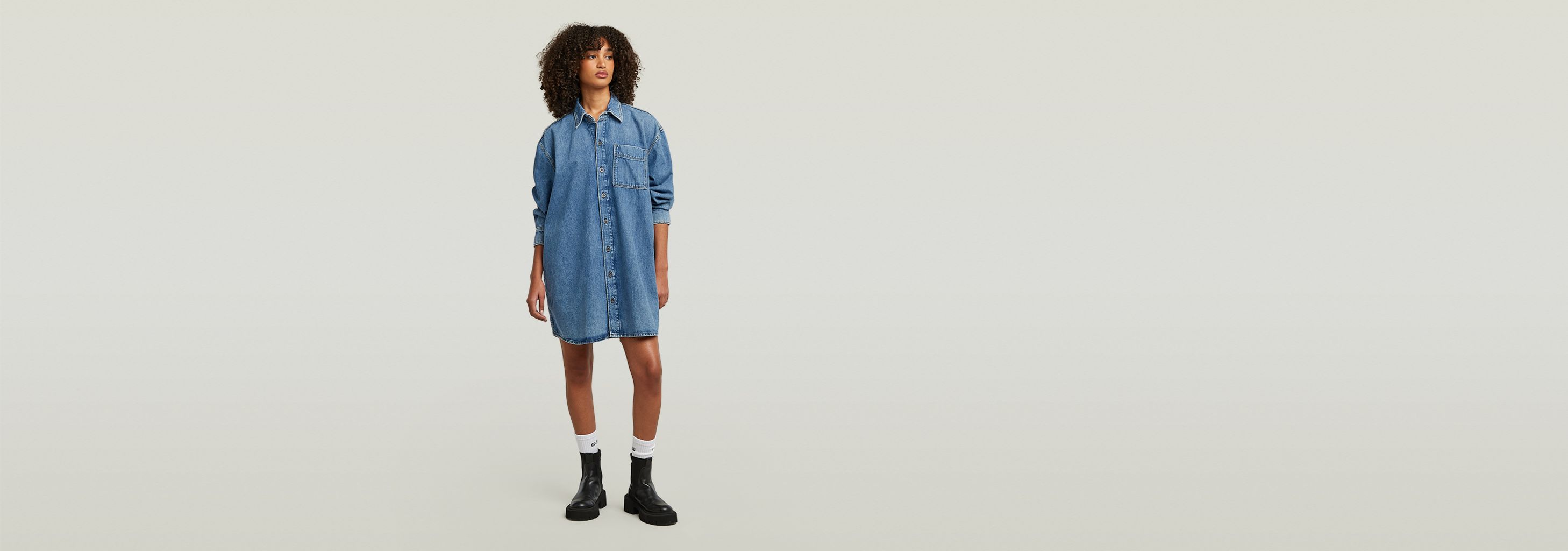 Oversized Denim Dress | Medium blue | G-STAR® US