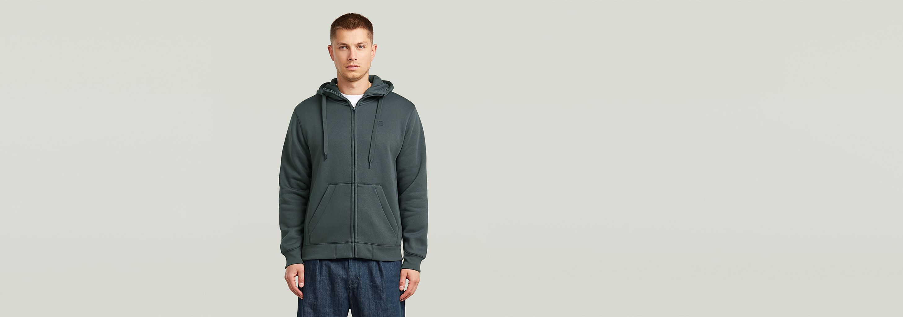 トップス G-STARRAWPREMIUM CORE HOODED ZIP SWEATER Premium Core Hooded Zip Sweater | Medium blue | G-STAR® US