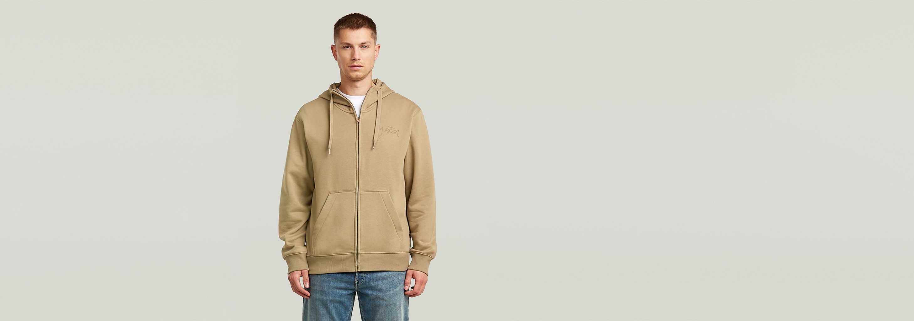 Script Hoodie Zip Sweater | ベージュ | G-STAR® JP