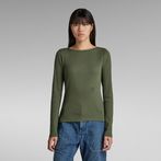 G-STAR® Slim Rib Boatneck Top Green