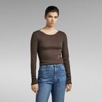 G-STAR® Slim Rib Boatneck Top Brown