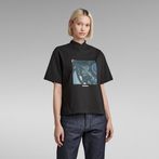 G-STAR® Eye Dye Boxy Mock V-Neck T-Shirt Black