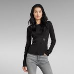 G-STAR® Slim Rib Boatneck Top Black