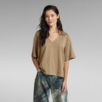 G-STAR® Overdyed Deep V-Neck Loose Top Brown