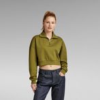 G-Star RAW® Cropped Half Zip Loose Sweater Green